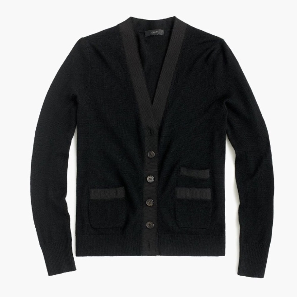 NWT J. Crew Harlow Cardigan 100% Wool Black XS